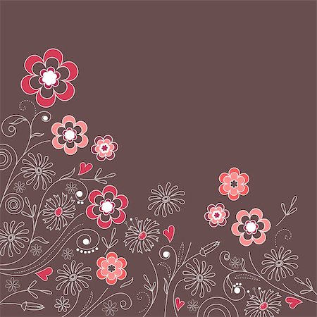 simsearch:400-05364550,k - Floral dark grey background with pink flowers and space for text Photographie de stock - Aubaine LD & Abonnement, Code: 400-05366024