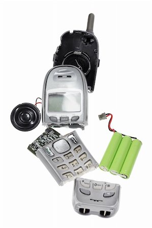 simsearch:400-05366591,k - Broken Mobile Phone on White Background Stock Photo - Budget Royalty-Free & Subscription, Code: 400-05366591