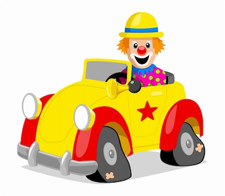 simsearch:400-04236834,k - Vector illustration of a clown driving a car Stock Photo - Budget Royalty-Free & Subscription, Code: 400-05367089