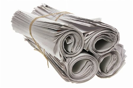 Rolls of Newspapers on White Background Stock Photo - Budget Royalty-Free & Subscription, Code: 400-05367404