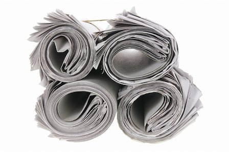 Rolls of Newspapers on White Background Stock Photo - Budget Royalty-Free & Subscription, Code: 400-05367403