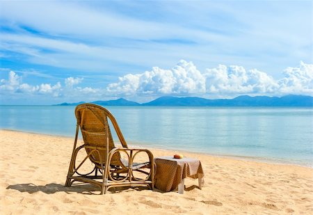 paradise sunset beach - Chairs on beach near with sea Stock Photo - Budget Royalty-Free & Subscription, Code: 400-05367523