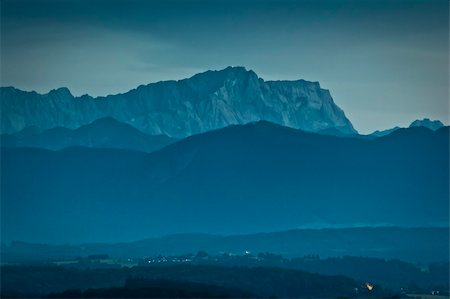 The Zugspitze in Bavaria Germany by night Stock Photo - Budget Royalty-Free & Subscription, Code: 400-05367582