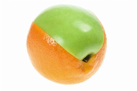 simsearch:400-05367726,k - Slice of Apple and Orange on White Background Stock Photo - Budget Royalty-Free & Subscription, Code: 400-05367726