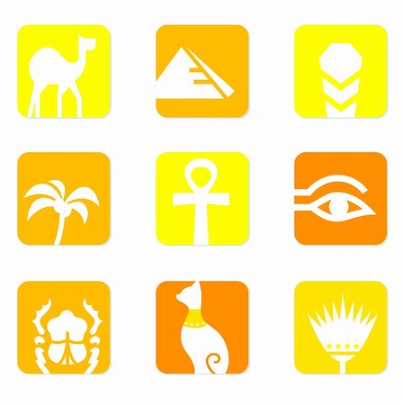 simsearch:400-04121488,k - Vector collection of Egypt icons isolated on white - yellow background. Foto de stock - Super Valor sin royalties y Suscripción, Código: 400-05367780