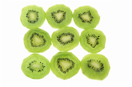 simsearch:400-05367726,k - Slices of Kiwifruit on White Background Stock Photo - Budget Royalty-Free & Subscription, Code: 400-05368193