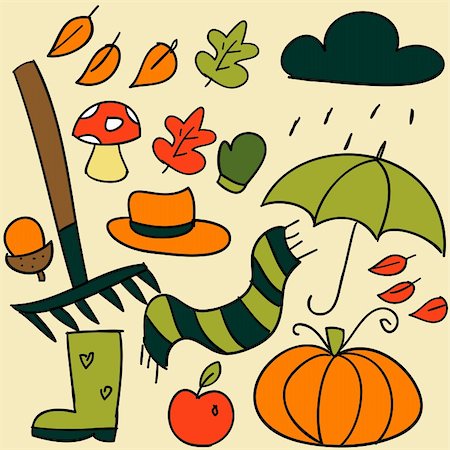 Autumn elements, vector illustration Stock Photo - Budget Royalty-Free & Subscription, Code: 400-05368835