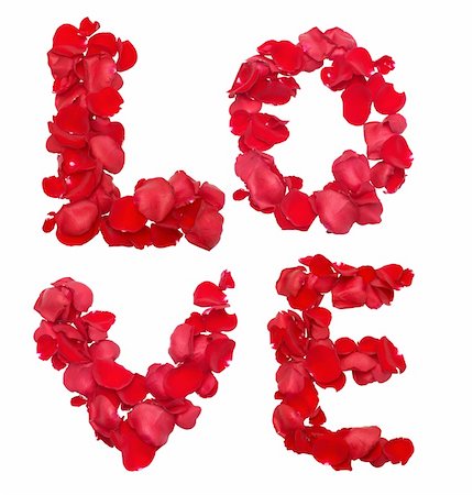 Red rose petals set in word LOVE Stock Photo - Budget Royalty-Free & Subscription, Code: 400-05368850