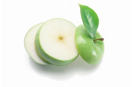Slices of Granny Smith Apple on White Background Stock Photo - Budget Royalty-Free & Subscription, Code: 400-05369166