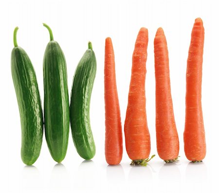 simsearch:400-05744489,k - Carrots and Lebanese Cucumbers on White Background Stock Photo - Budget Royalty-Free & Subscription, Code: 400-05369871