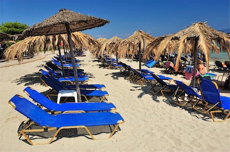 simsearch:400-03950469,k - view of chairs and umbrella on the beach Stock Photo - Budget Royalty-Free & Subscription, Code: 400-05360896