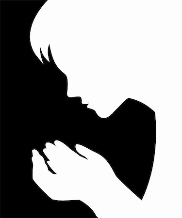 drawing girl face - Holding Hands Silhouette. Vector Illustration Stock Photo - Budget Royalty-Free & Subscription, Code: 400-05361794