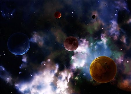simsearch:400-07291880,k - A beautiful space scene with planets and nebula Stock Photo - Budget Royalty-Free & Subscription, Code: 400-05362750