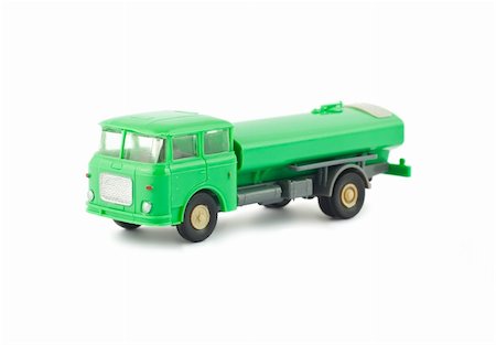 Green toy fuel tanker truck isolated on white background Stock Photo - Budget Royalty-Free & Subscription, Code: 400-05363046
