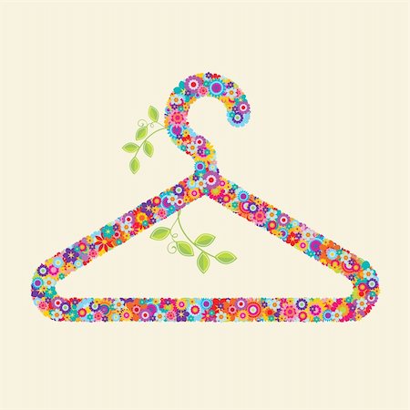 environmental business illustration - Clothes hanger made of flowers and branches. You could use this for: environmentally-friendly clothing, eco-friendly fashion and textiles, fair-trade products Stock Photo - Budget Royalty-Free & Subscription, Code: 400-05363529