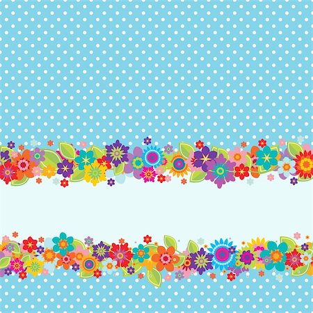 Greeting card with flowers, polkadot pattern (editable) and a banner for your own message Stock Photo - Budget Royalty-Free & Subscription, Code: 400-05363522