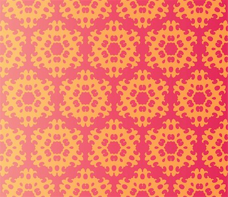 simsearch:400-06099373,k - Stylish design with seamless damask flowers in orange on an (editable) red background Stock Photo - Budget Royalty-Free & Subscription, Code: 400-05363572