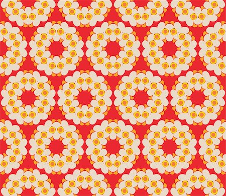 simsearch:400-05363614,k - Retro style seamless pattern with flowers on a red background Stock Photo - Budget Royalty-Free & Subscription, Code: 400-05363601