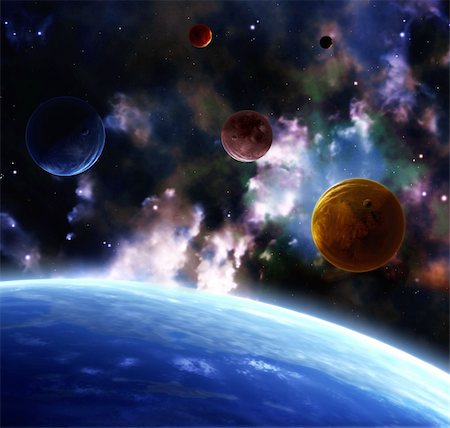 simsearch:400-06328626,k - A beautiful space scene with planets and nebula Stock Photo - Budget Royalty-Free & Subscription, Code: 400-05375324