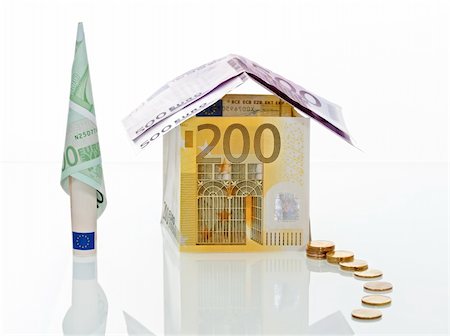 Money house and tree on a reflection surface Stock Photo - Budget Royalty-Free & Subscription, Code: 400-05375585