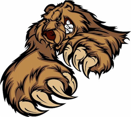 Bear Mascot Snarling Reaching with Claws and Paws Vector Image Stock Photo - Budget Royalty-Free & Subscription, Code: 400-05376577