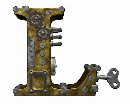 steampunk letter l on white background - 3d illustration Stock Photo - Budget Royalty-Free & Subscription, Code: 400-05376774