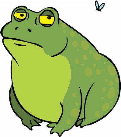 Grumpy frog cartoon character looking at mosquito Stock Photo - Budget Royalty-Free & Subscription, Code: 400-05376971