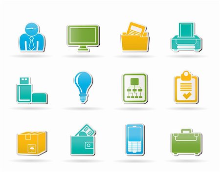 Business and office equipment icons - vector icon set Stock Photo - Budget Royalty-Free & Subscription, Code: 400-05377168