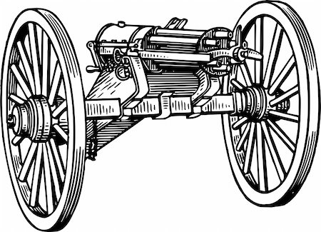 simsearch:400-04335613,k - Gatling gun isolated on white Stock Photo - Budget Royalty-Free & Subscription, Code: 400-05378806