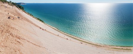 Tourists climbing up and down a popular dune overlook at Sleeping Bear Dunes. Michigan Stock Photo - Budget Royalty-Free & Subscription, Code: 400-05379108