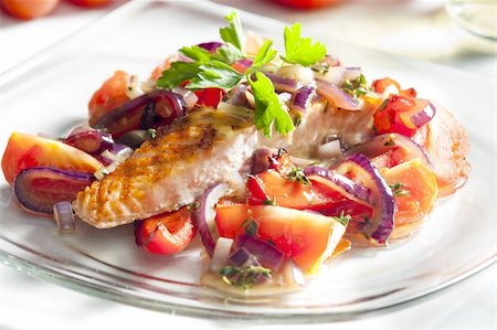 grilled salmon with vegetables Stock Photo - Budget Royalty-Free & Subscription, Code: 400-05379481