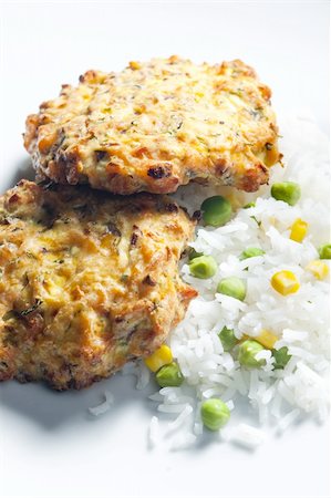 baked salmon burgers with vegetables rice Stock Photo - Budget Royalty-Free & Subscription, Code: 400-05379493