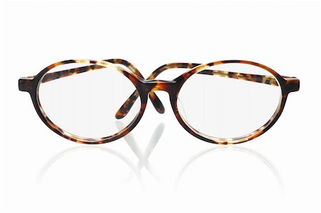 simsearch:400-07774329,k - Old fashion plastic frame eyeglasses on white background Stock Photo - Budget Royalty-Free & Subscription, Code: 400-05370707