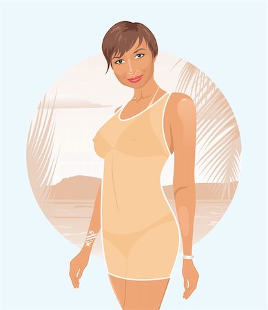 simsearch:400-04135676,k - Illustration pretty girl on summer background - vector Stock Photo - Budget Royalty-Free & Subscription, Code: 400-05370741