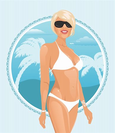 simsearch:400-04135676,k - Illustration pretty girl on summer background - vector Stock Photo - Budget Royalty-Free & Subscription, Code: 400-05370742