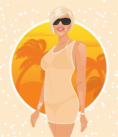 simsearch:400-04135676,k - Illustration pretty girl on summer background - vector Stock Photo - Budget Royalty-Free & Subscription, Code: 400-05370743