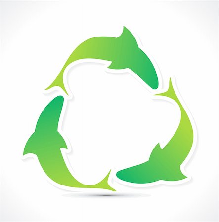 environmental business illustration - abstract green eco  fish recycle icon vector illustration Stock Photo - Budget Royalty-Free & Subscription, Code: 400-05371738