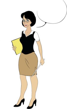 simsearch:400-04860880,k - Lady teacher with papers and pointer cartoon character Stock Photo - Budget Royalty-Free & Subscription, Code: 400-05371750