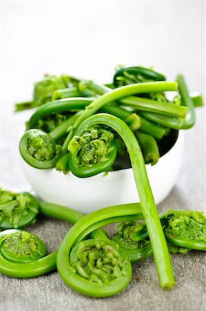 Fresh spring wild fiddleheads in a bowl Stock Photo - Budget Royalty-Free & Subscription, Code: 400-05372348