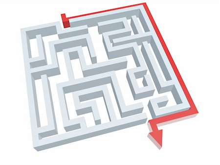 simsearch:400-05744172,k - solution of maze isolated on white background Stock Photo - Budget Royalty-Free & Subscription, Code: 400-05384085