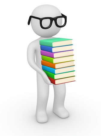 3d man holding pile of different books. Stock Photo - Budget Royalty-Free & Subscription, Code: 400-05385654