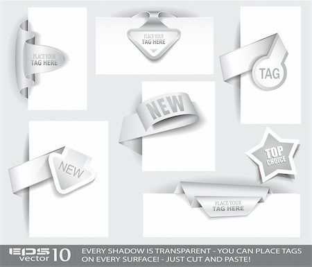 funky notes - Paper Tag Collection with delicate transparent shadows. Different shapes to use over images or picture frames and isolated ready to be placed on every surface. Stock Photo - Budget Royalty-Free & Subscription, Code: 400-05385673