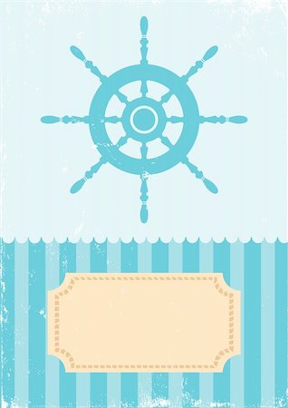 retro sail - illustration of the wheel on turquoise background Stock Photo - Budget Royalty-Free & Subscription, Code: 400-05385809