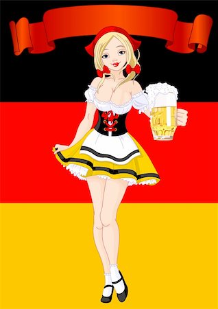 Vertical  Oktoberfest Celebration Background with girl serving beer Stock Photo - Budget Royalty-Free & Subscription, Code: 400-05386322