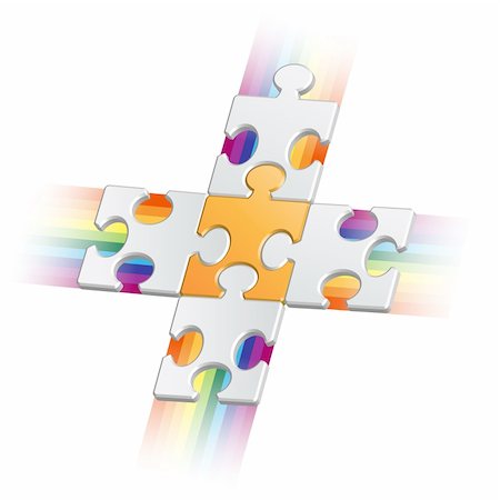 Orange puzzle piece on grey pieces with jets Stock Photo - Budget Royalty-Free & Subscription, Code: 400-05386589