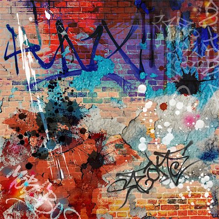 A Messy Graffiti Wall Background Foto de stock - Super Valor sin royalties y Suscripción, Código: 400-05387386