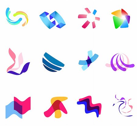 12 different colorful vector symbols: (set 27) Stock Photo - Budget Royalty-Free & Subscription, Code: 400-05388337