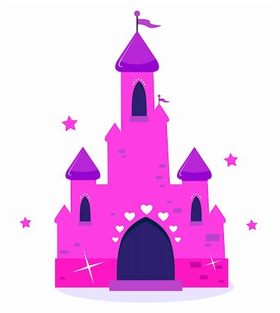 fantasy art palace - Wild pink Princess castle isolated on white background. Vector cartoon Illustration. Stock Photo - Budget Royalty-Free & Subscription, Code: 400-05380083
