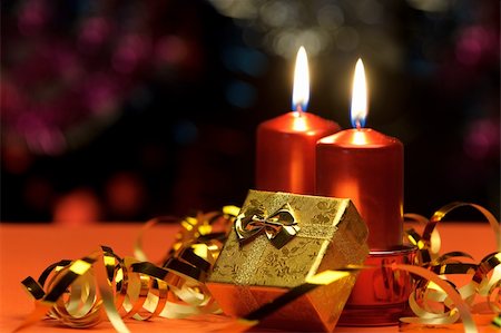 simsearch:400-04499144,k - Christmas candles and gift boxes. A celebratory composition Stock Photo - Budget Royalty-Free & Subscription, Code: 400-05380754