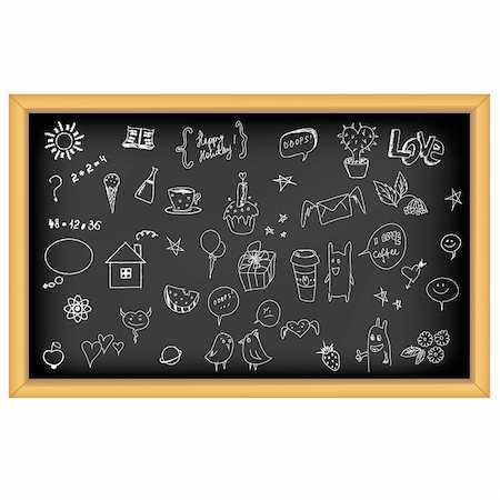 School Board With Hand Drawn, Isolated On White Background, Vector Illustration Stock Photo - Budget Royalty-Free & Subscription, Code: 400-05380832